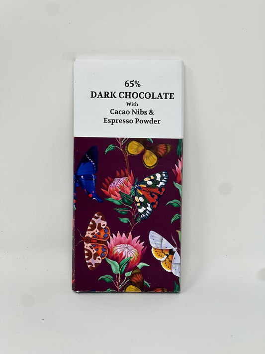 65% Dark Bar with Espresso Powder and Cocoa Nibs